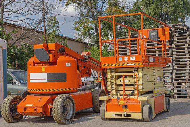 busy forklift activity in a well-maintained warehouse facility in Andover CT